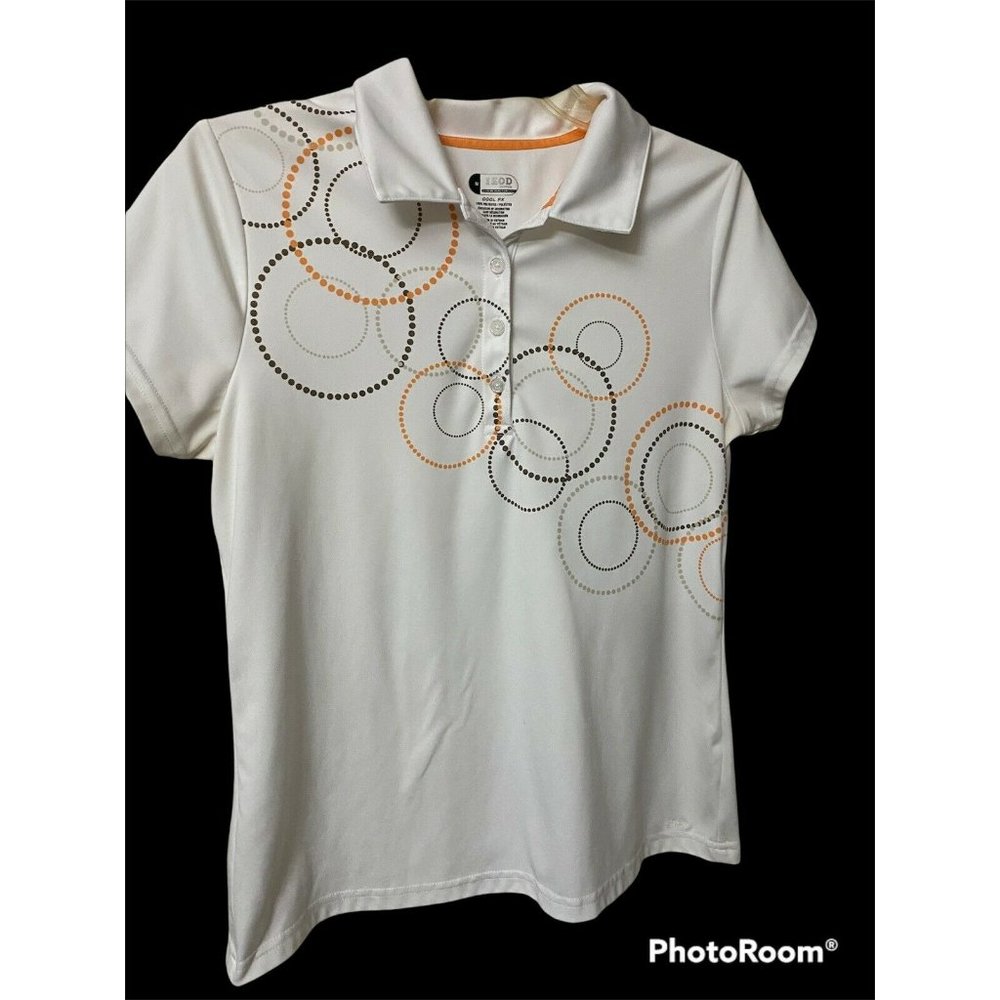 Izod Perform Xtreme function golf cool-fx polo Sz M Retro Circles Orange Brown